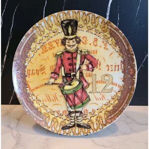 Pottery Barn 12 Days Of Christmas Dessert Plate, 12 'Drummers Drumming' Day 12